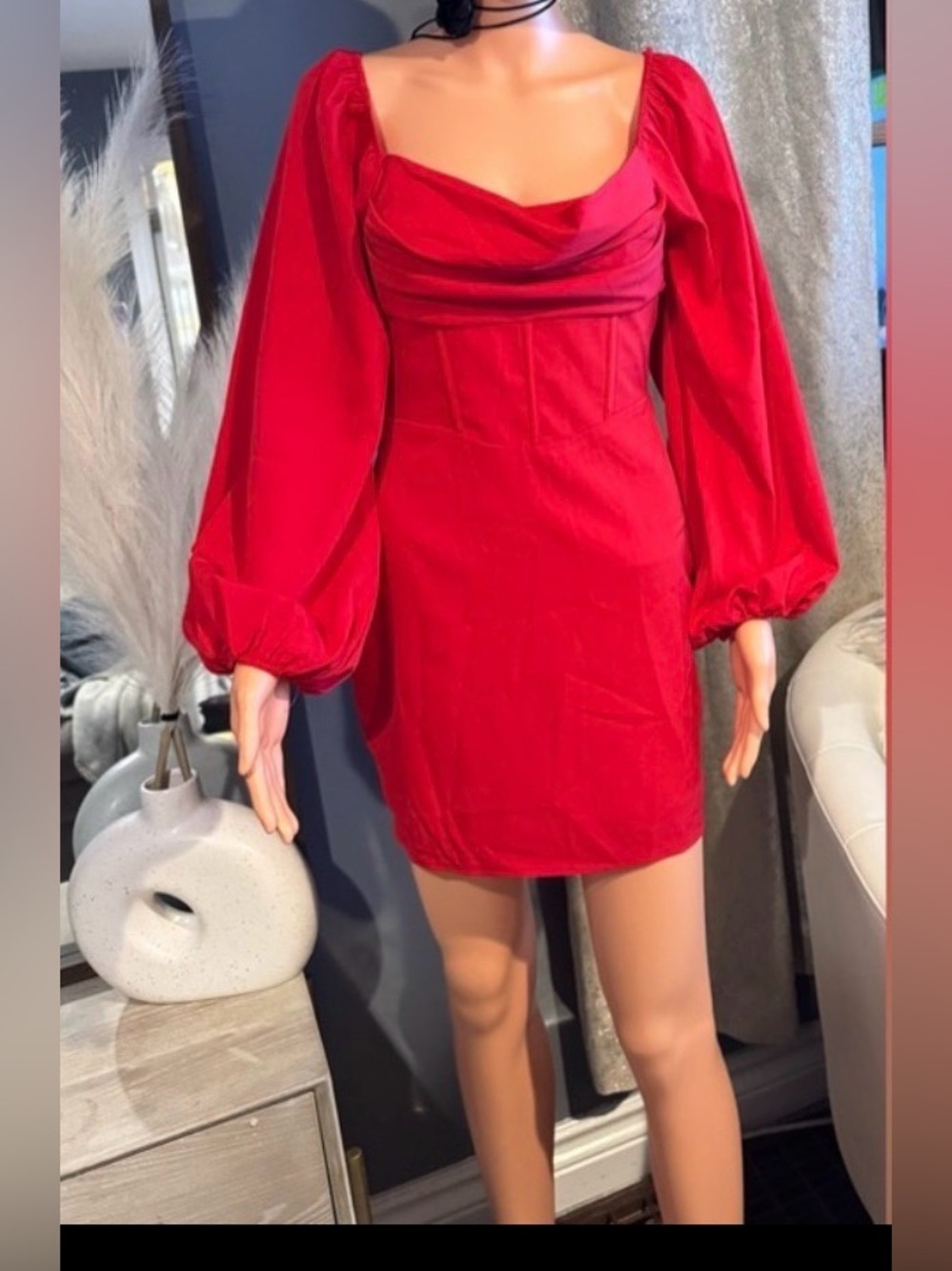 Princess Polly Red Sweetheart Bishop Sleeve Sundress